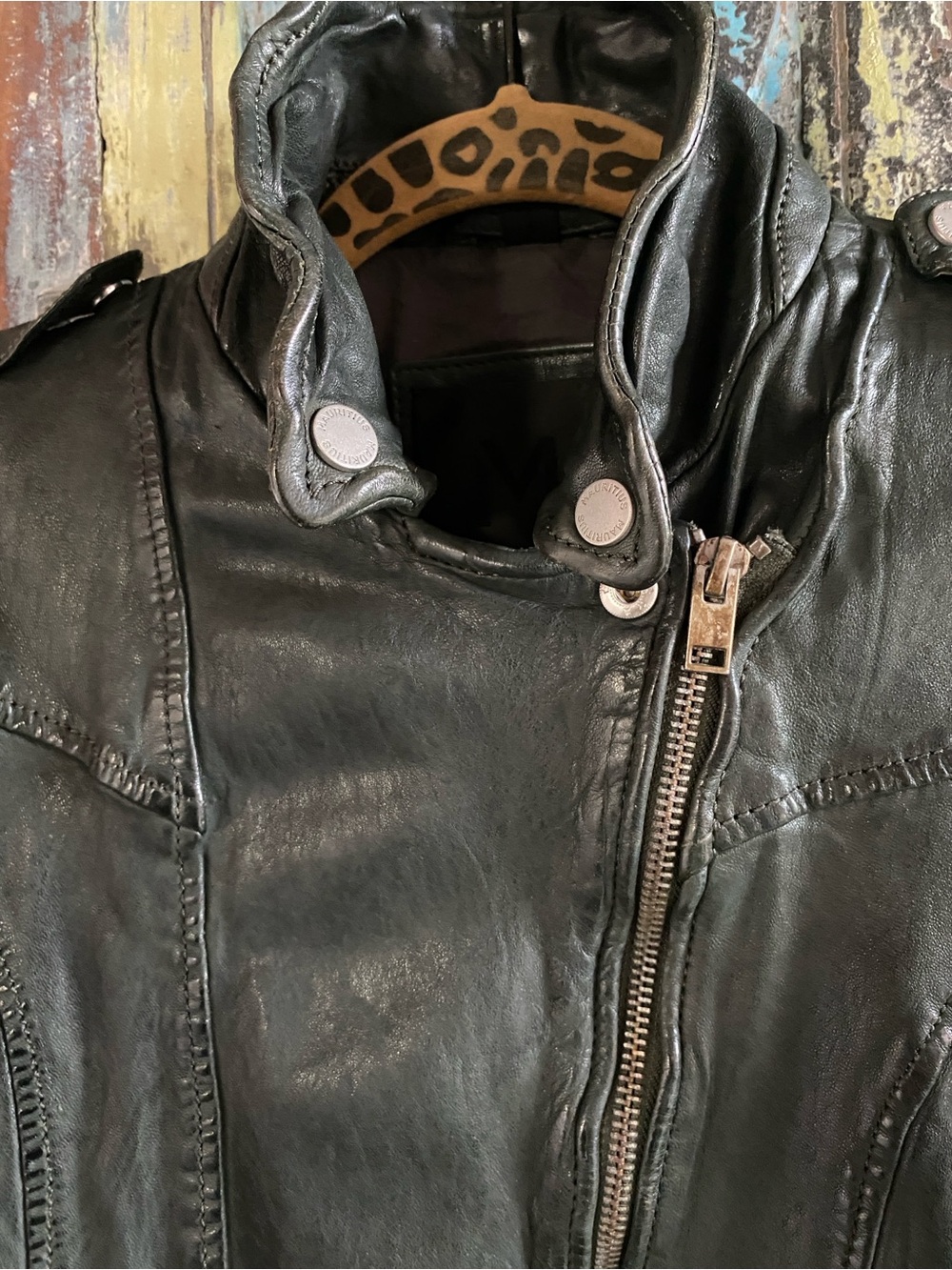 Mauritius Wild 2 RF Black Leather Moto Jacket with Zip Details - Picture 2 of 16